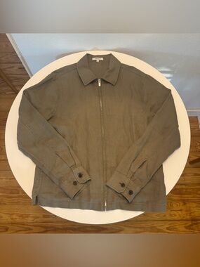 Madewell Linen Zip Blouson Shirt Jacket